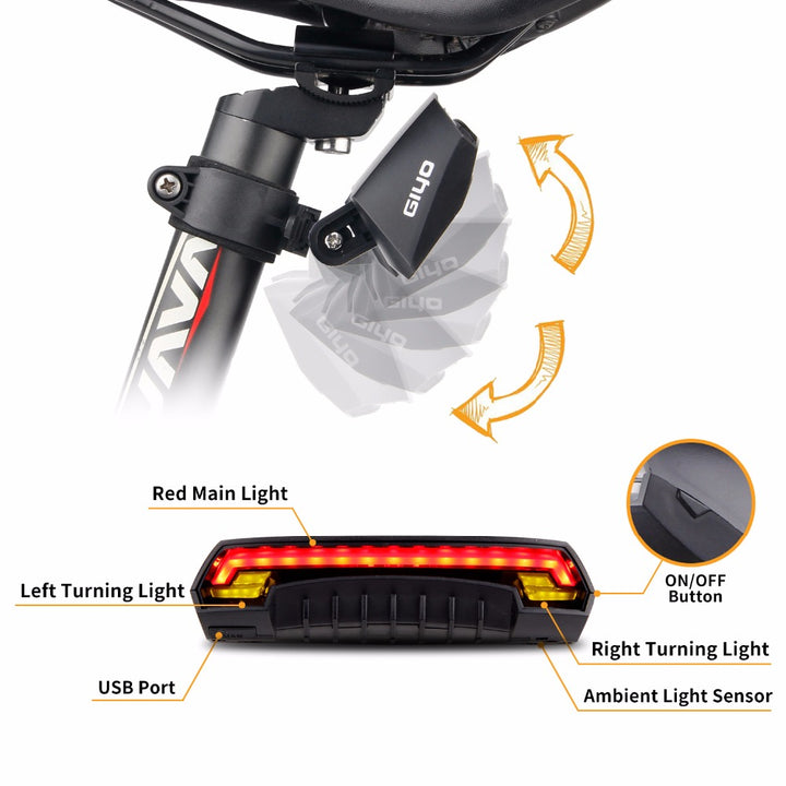 GIYO Remote Laser Bike Taillight USB Rechargeable