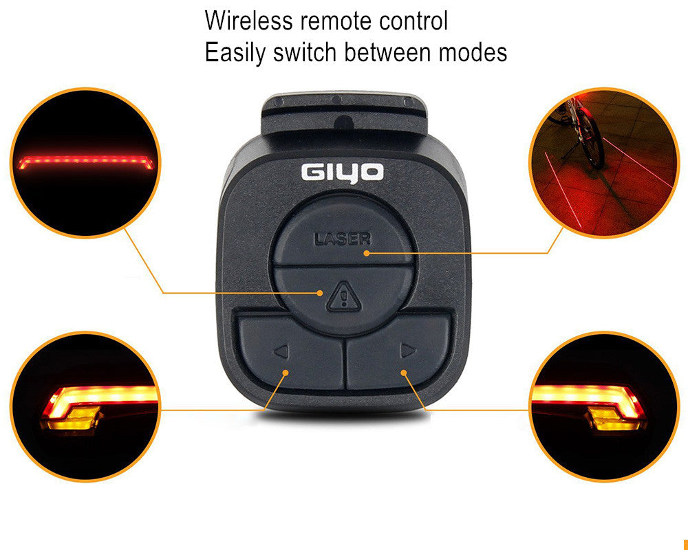 GIYO Remote Laser Bike Taillight USB Rechargeable