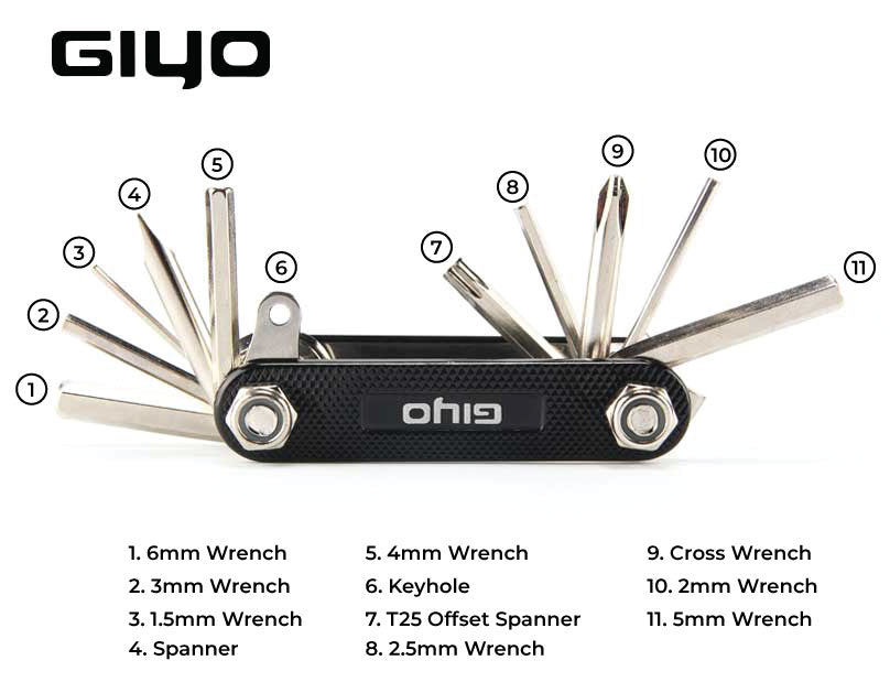 Giyo 11-in-1 Bicycle Repair Tool Set Kit