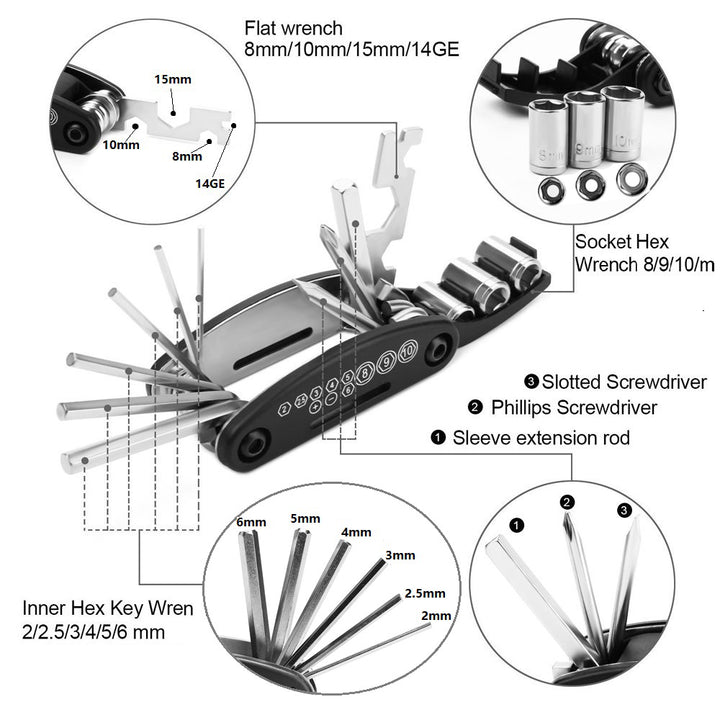 Bike 16-in-1 Multi-function Tools