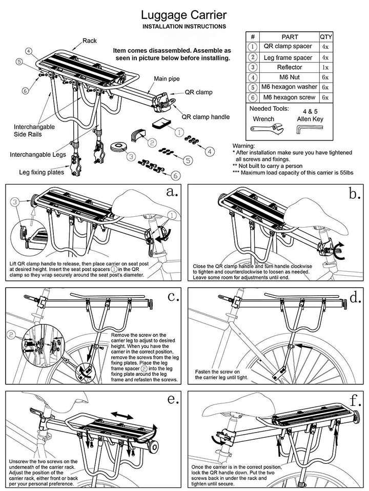 Mountain Bike Rear Carrier (Quick Release Adjustable Alloy)