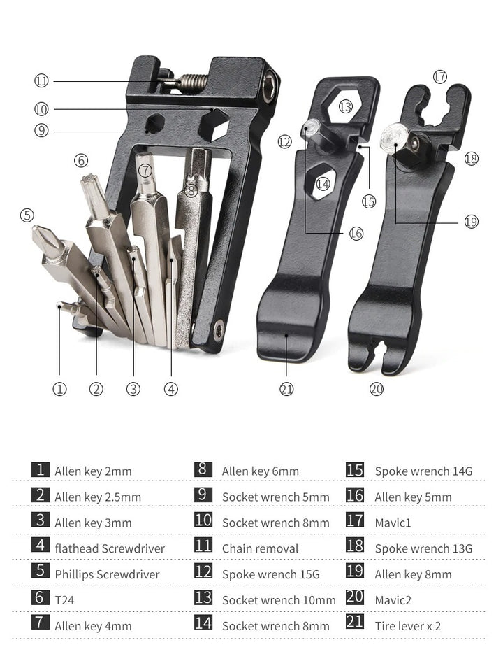 Bike 21-in-1 Combination Tool Kit with Chain Remover