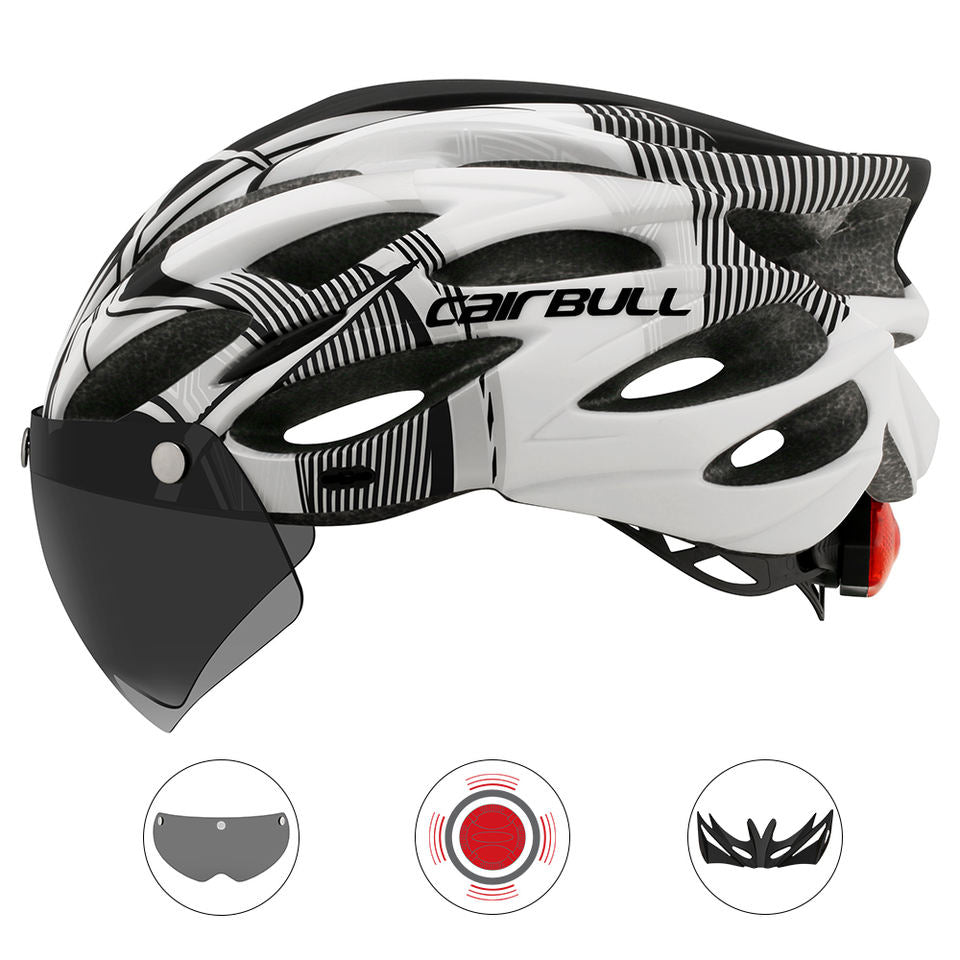 CAIRBULL ALLROAD Bike Helmet with Rear Light and Detachable Magnetic Visor