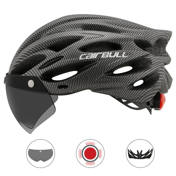 CAIRBULL ALLROAD Bike Helmet with Rear Light and Detachable Magnetic Visor