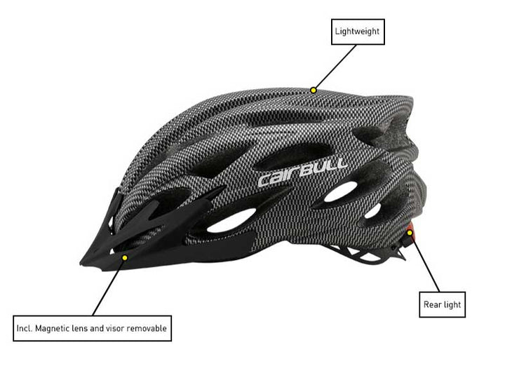 CAIRBULL ALLROAD Bike Helmet with Rear Light and Detachable Magnetic Visor