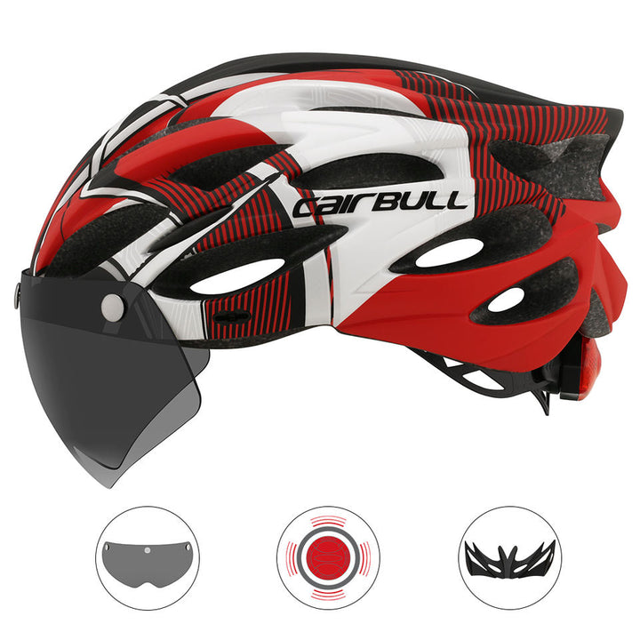 CAIRBULL ALLROAD Bike Helmet with Rear Light and Detachable Magnetic Visor