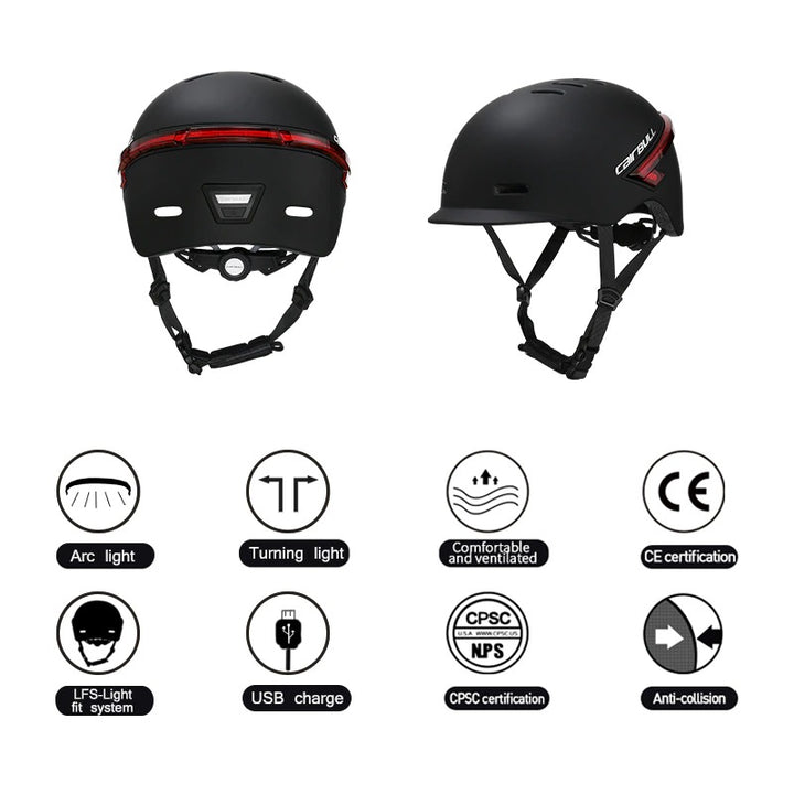 CAIRBULL RECON Smart E-Bike Helmet Urban Bike Helmet with Remote Control USB Charging LED Light